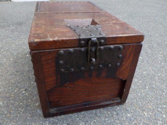 銭函 銭箱 木箱 古道具 1755年 宝暦 アンティーク 江戸時代 木製 古い